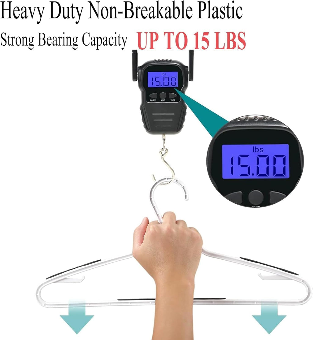 Plastic Hangers 30 Pack - Non Slip Clothes Hangers,Holds up to 18 lbs, Slim Space Saving Hangers for Suit,Dress,t Shirts,Blouse,Coats, Pants (White)
