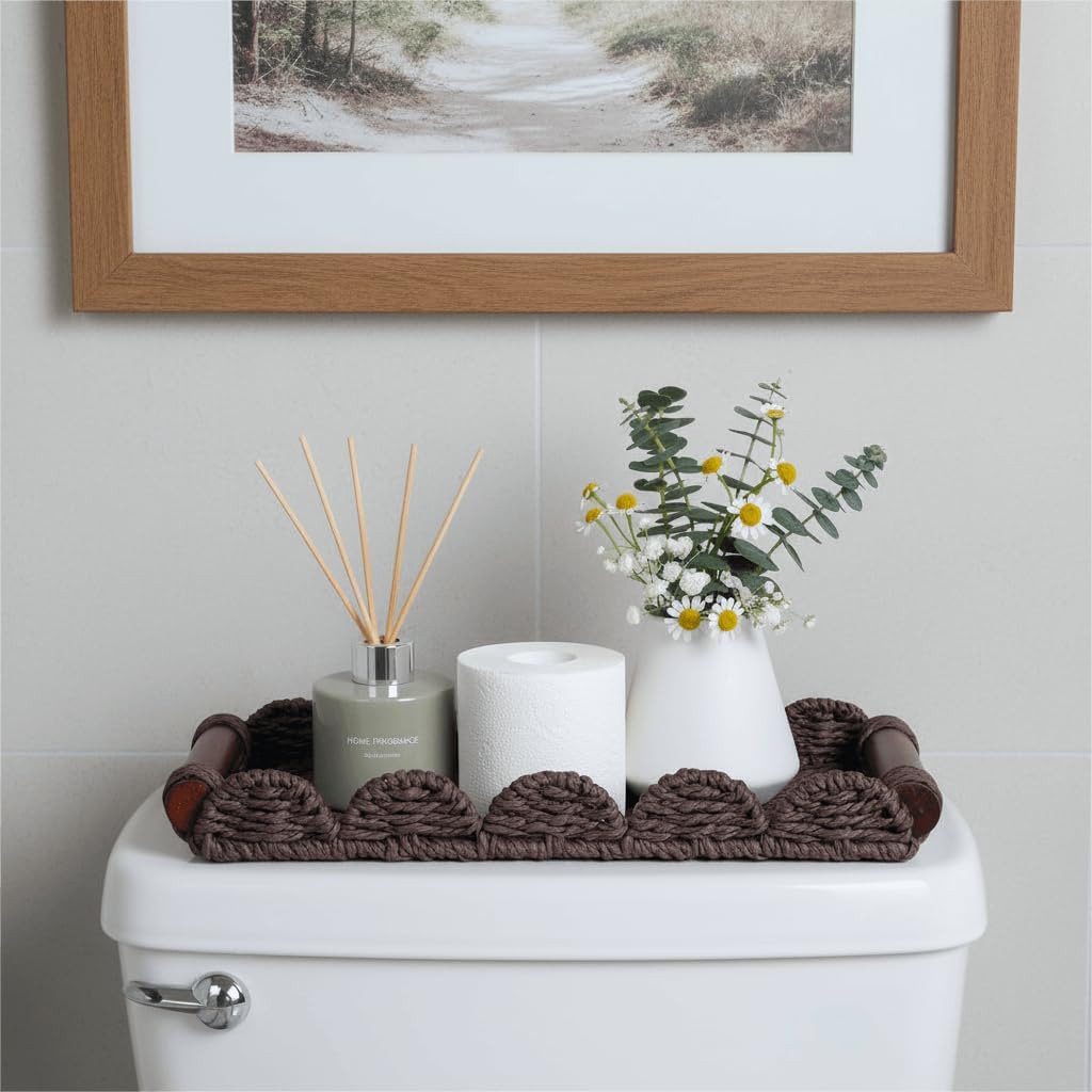 CubesLand Bathroom Toilet Paper Tray Organizer, Scalloped Decorative Tray