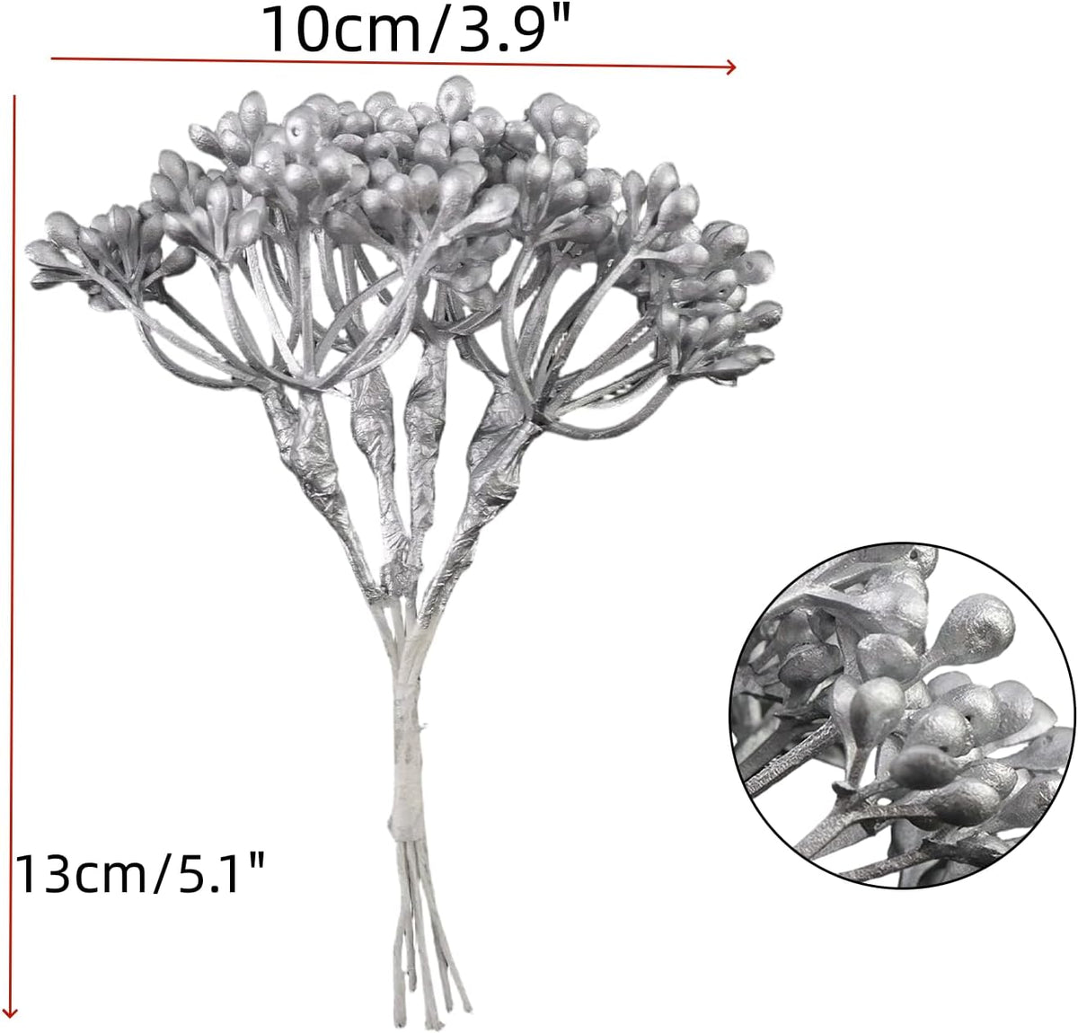 Fake Leaves Artificial Flocked Eucalyptus Stems (Silver Pearl Flower)