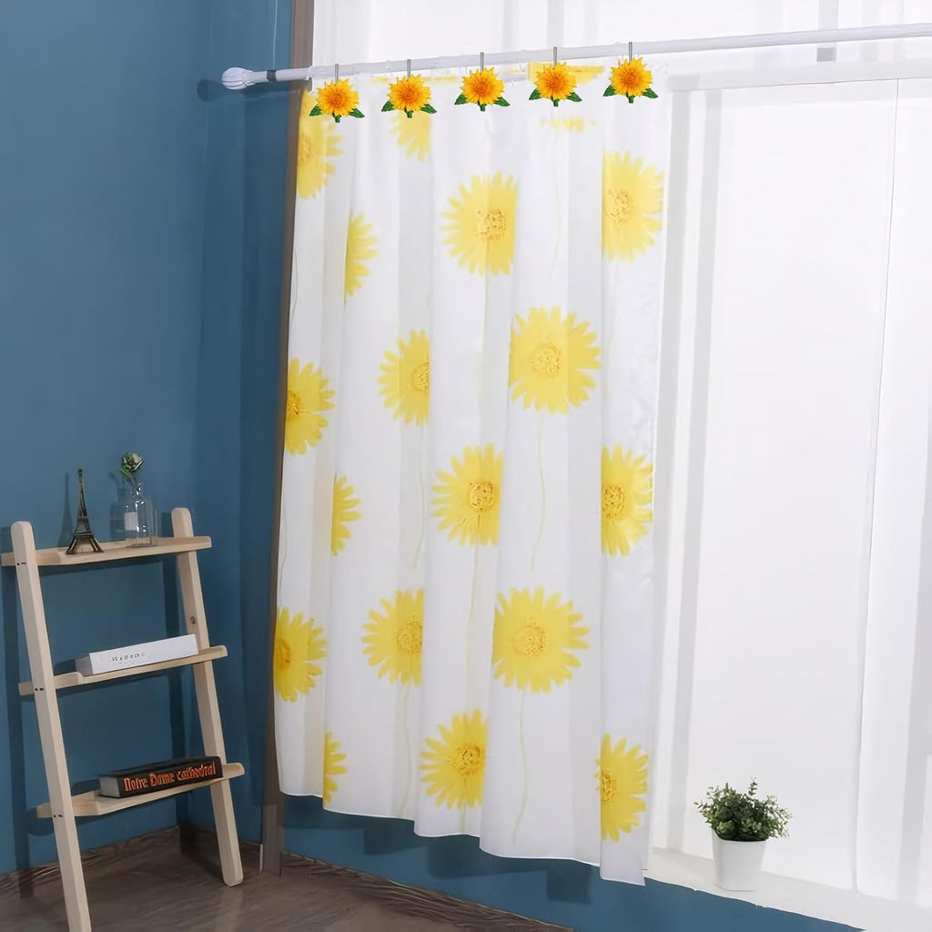 12 PCS Sunflower Decorative Shower Curtain Hooks Rings