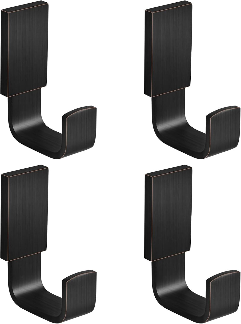 BESy Brass Towel Hook, Bath Robe Coat Clothes Hook Oil Rubbed Bronze 4 Pack