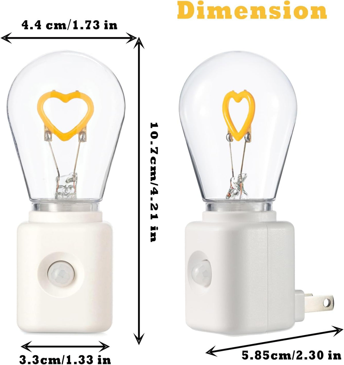 Plug in Night Light, 1W Warm White Led Night Bulb, Vintage, 10-100 lm Adjustable Brightness, for Bathroom, Hallway, Stairs, Bedroom, Kitchen, 1 Pack