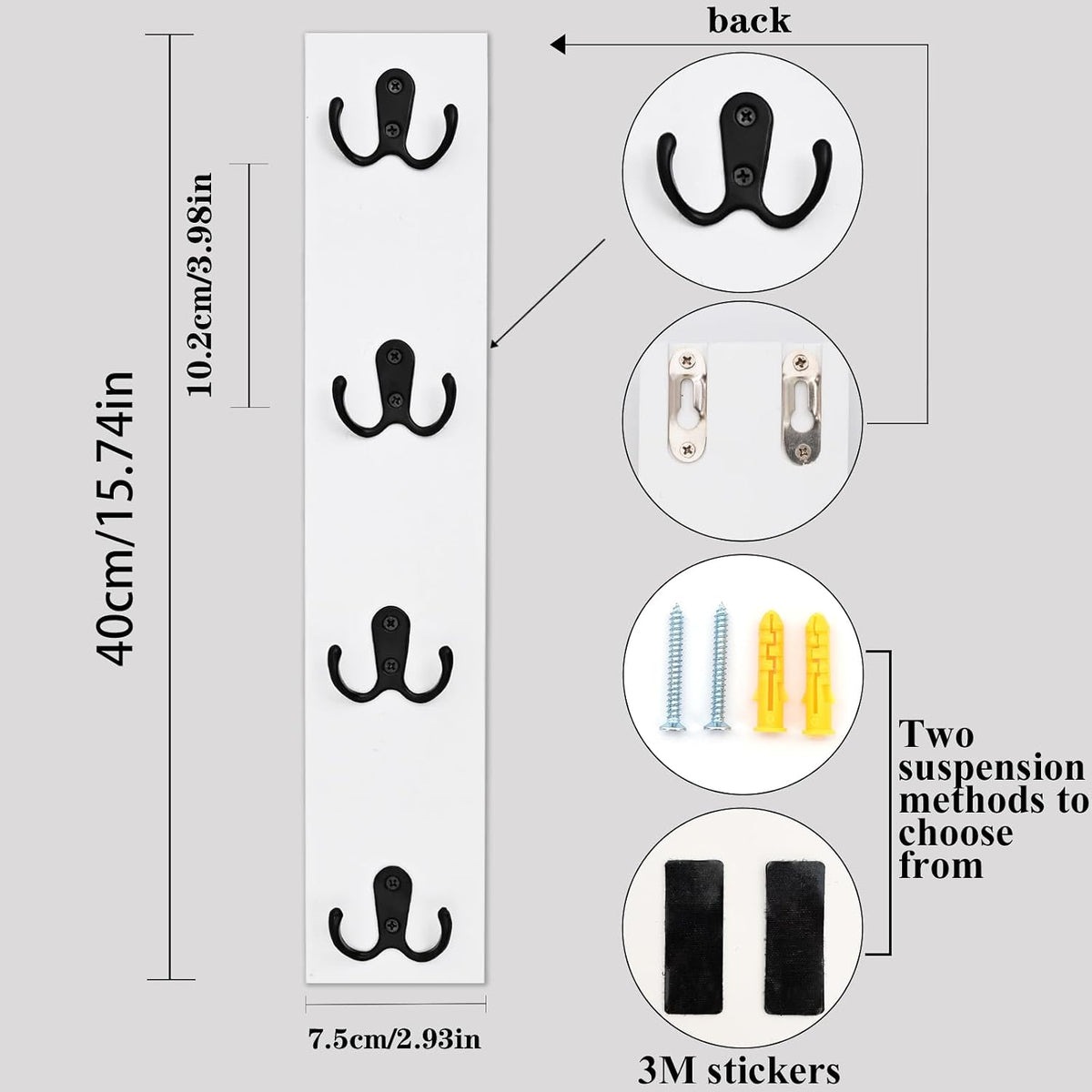 Yohsnor Vertical Design Wall-Mounted Key Holder,Entryway Durable Hook Rack