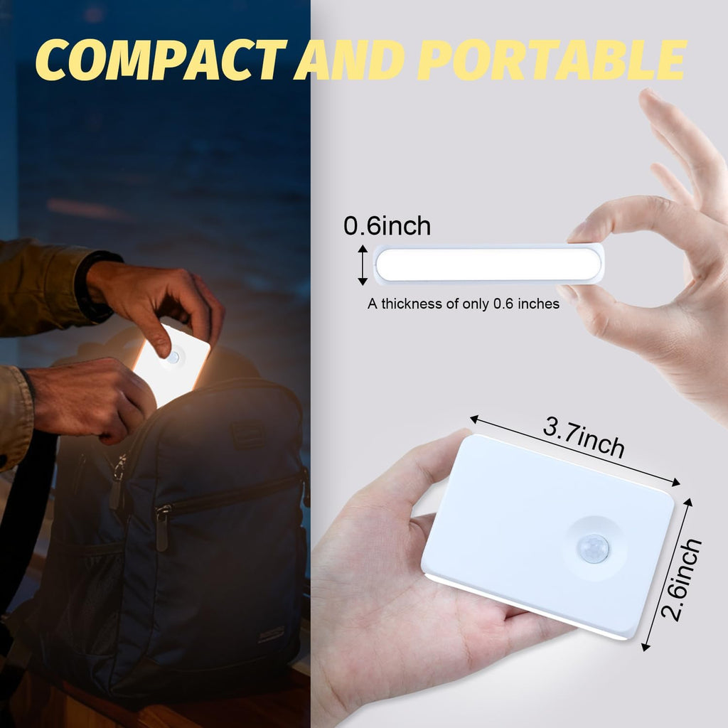 2 Pack Motion Sensor Night Light Cruise Ship Approved Magnetic Night Light Rechargeable with 2 USB Cable and 2 Magnetic Patch RGB Color Sensor Lights for Cabin Bathroom Hallway Stairs Cruise Essential