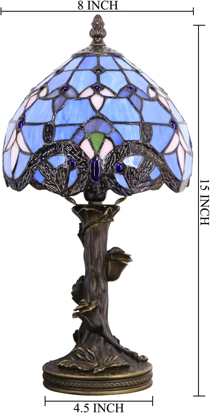 Small Tiffany Lamp Stained Glass Table Lamp Blue Baroque Style
