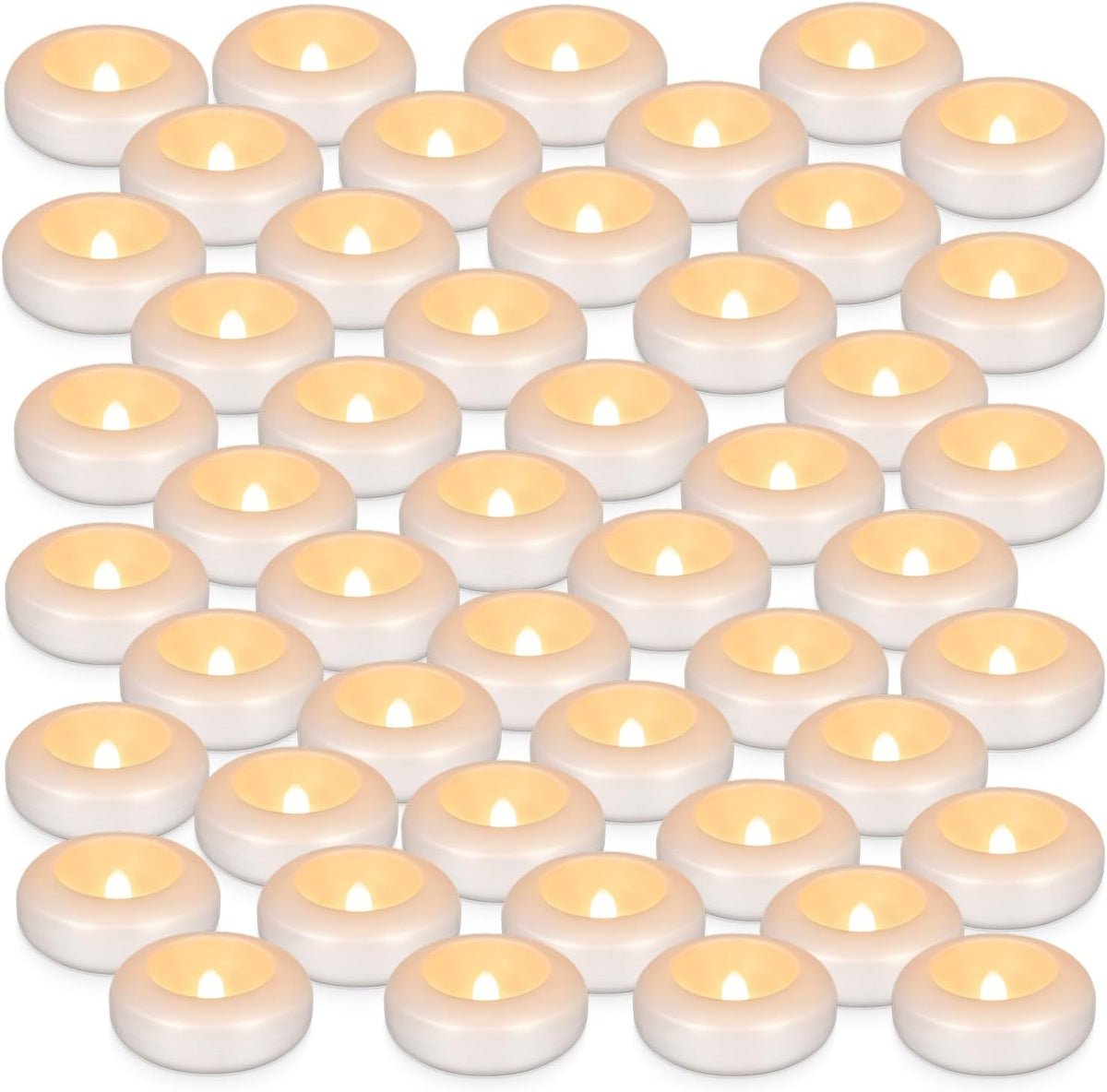 Flameless LED Floating Candles, 48 Pack 3" Waterproof Water Activated Candles, Auto On/Off, 120+ Hours Long Lasting Warm White Flickering Lights for Pool, Bathtub, Wedding & Party Decor