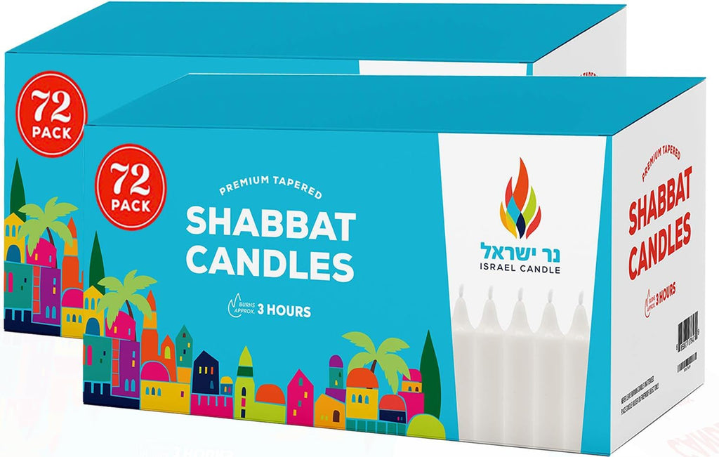 Classic White Candles-72 Bulk 2 Pack (Total of 144 Candles) - Traditional Shabbat, Dinner, Ceremonies, and Emergencies- Long Lasting Burn Time