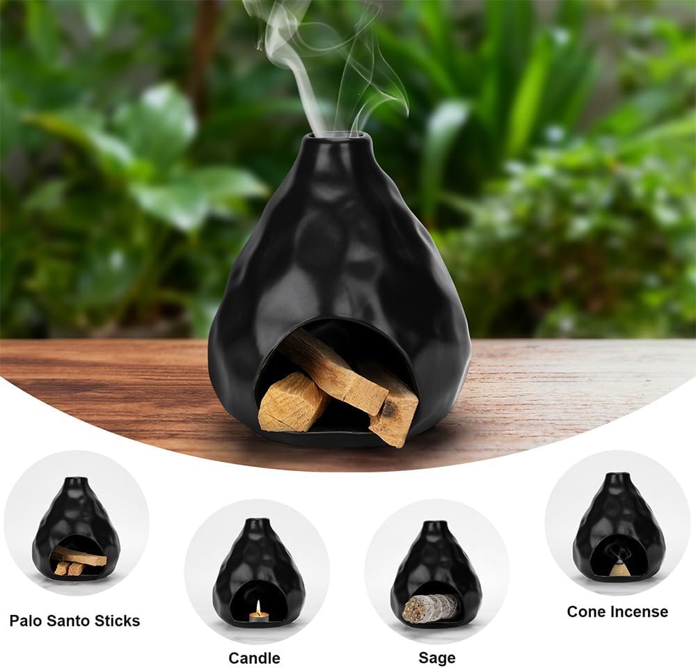 Ceramic Smudge Pot & Burner Holder for Sage, Palo Santo & Sticks