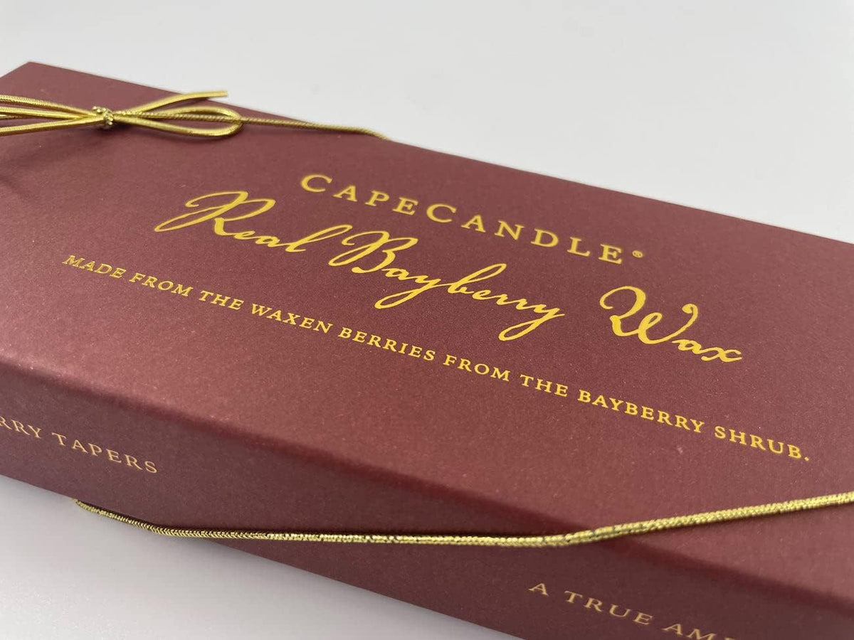 Cape Candle Real Bayberry Taper Candles 10", Hand Dipped, Gift Box Pair