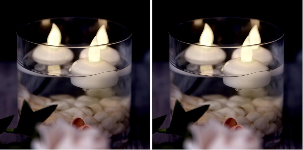 AGPtek 12 PCS Floating Candles Waterproof Tea Light Candles, Battery Operated Flameless Floating Candles for Centerpieces Wedding Party Decoration - Warm White (Pack of 2)