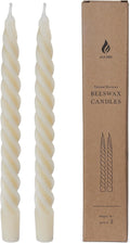 2PCS 10" Pure Beeswax Taper Candles, Cream White, Spiral Bees Wax Candle