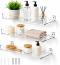 MaxGear Acrylic Floating Shelves, Clear Perfume Shelf for Wall, Set of 3