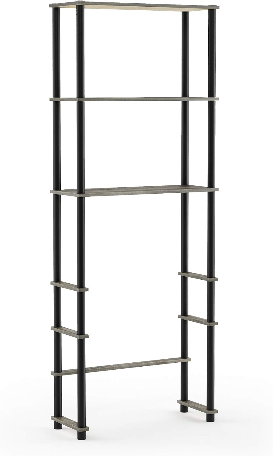 Furinno Turn-N-Tube with 3 Shelves Toilet Space Saver, French Oak Grey/Black