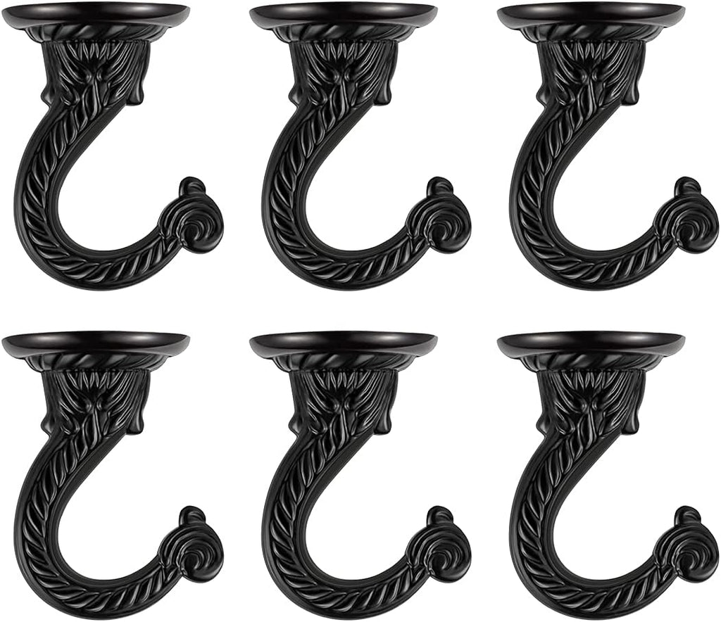 Heavy Duty Ceiling Hooks, Hanging Plants, Porch (6, Black)