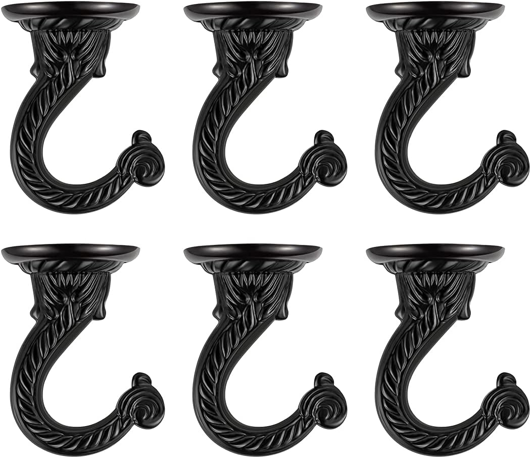 Heavy Duty Ceiling Hooks, Hanging Plants, Porch (6, Black)