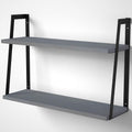 SRIWATANA Gray 2-Tier Floating Shelves, Wood Wall Storage Shelf Unit