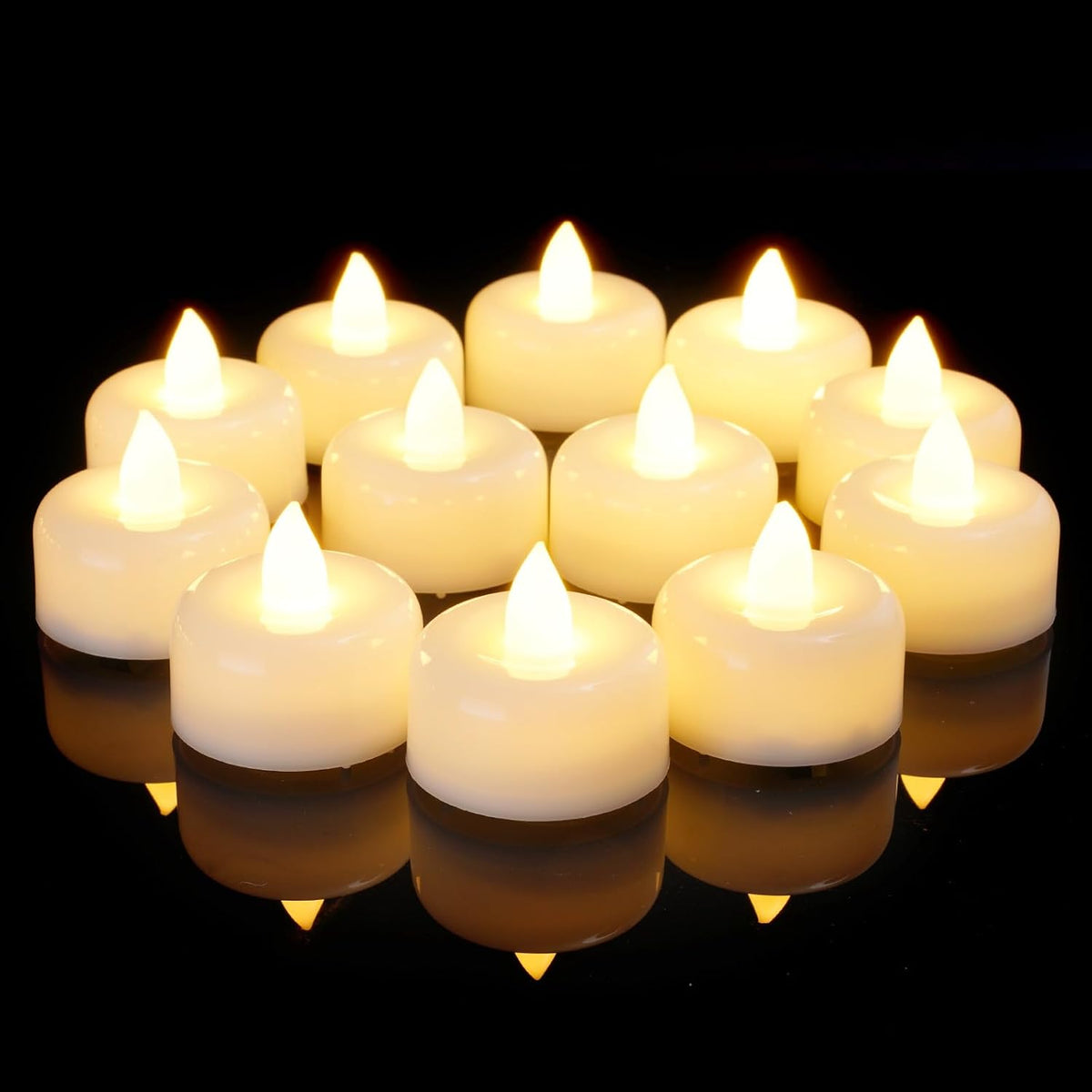 Amagic 12Pack Flameless LED Tea Lights Candles Battery Operated, Warm White