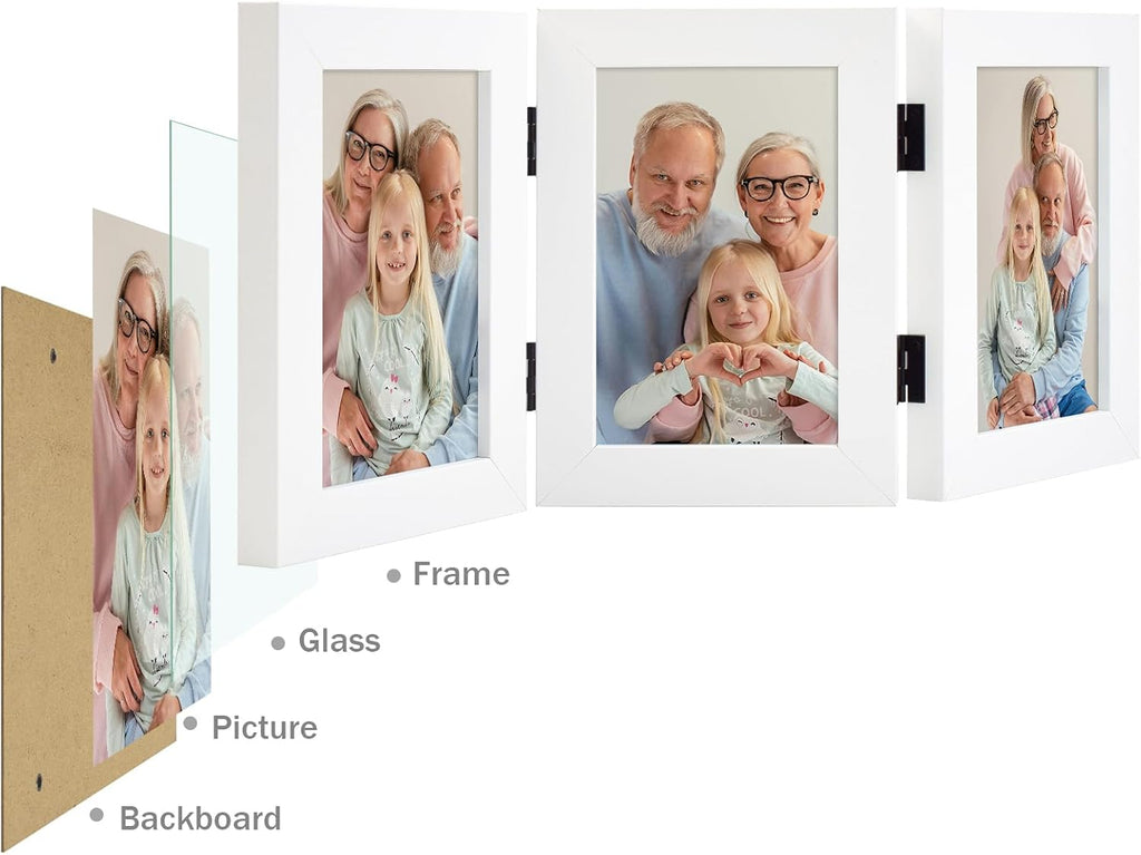 Frametory, 4x6 Triple Picture Frames White, 1 Pack