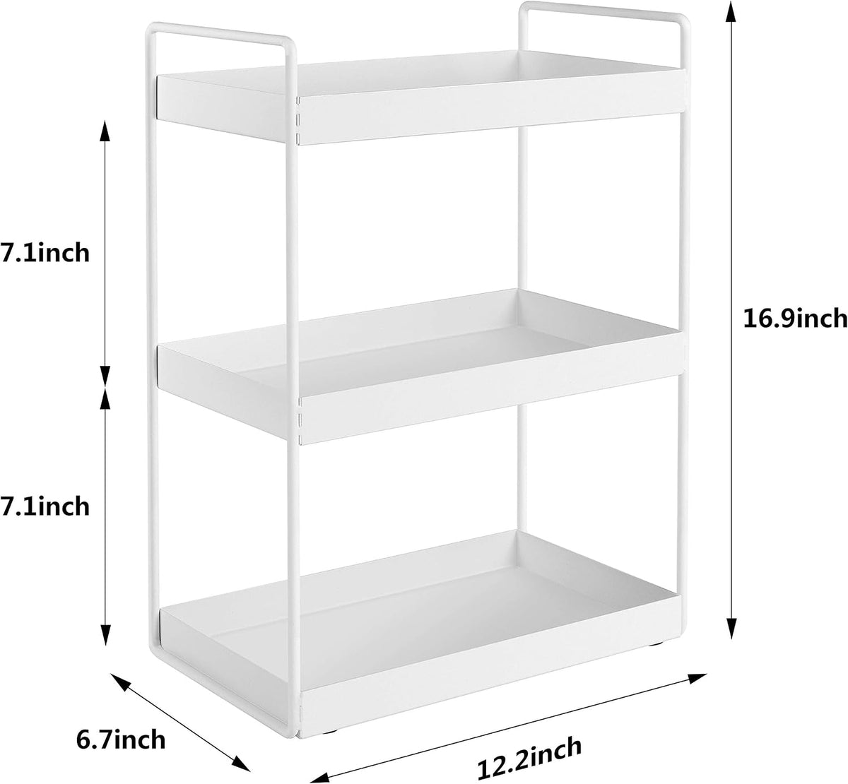 3-Tier Countertop Organizer, Bathroom Vanity Tray Makeup Storage Kitchen Spice Rack Standing Shelf Counter Storage, Metal Organizer Rack, Black