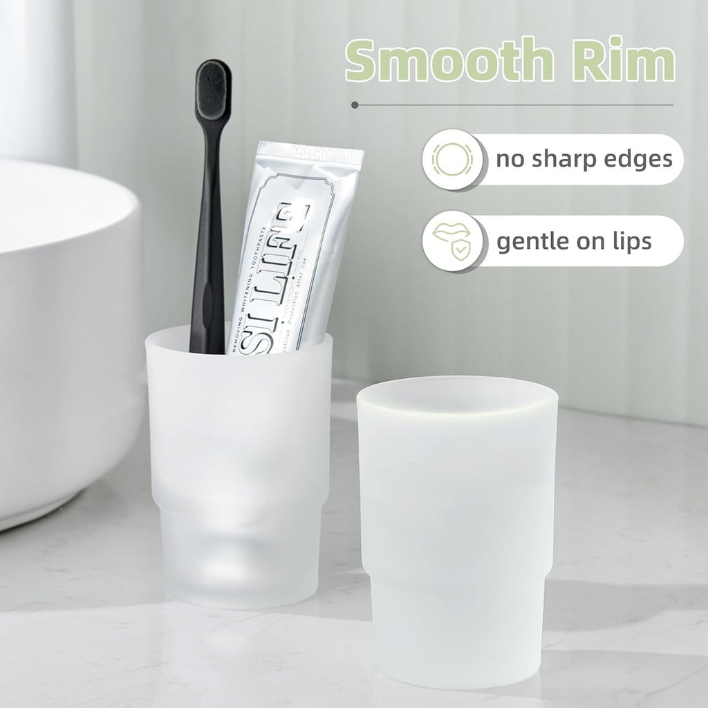 Angle Simple Frosted Glass Bathroom Tumbler, Toothbrush Cup, 2 Pack