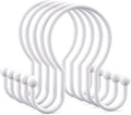 OEH Shower Curtain Hooks, 12 Pcs Minimalist Shower Curtain Rings, Metal Shower Curtain Hangers, Double Hook Shower Curtain Hooks Rust Proof, Glide Smoothly Shower Hooks for Shower Curtain Rod, White