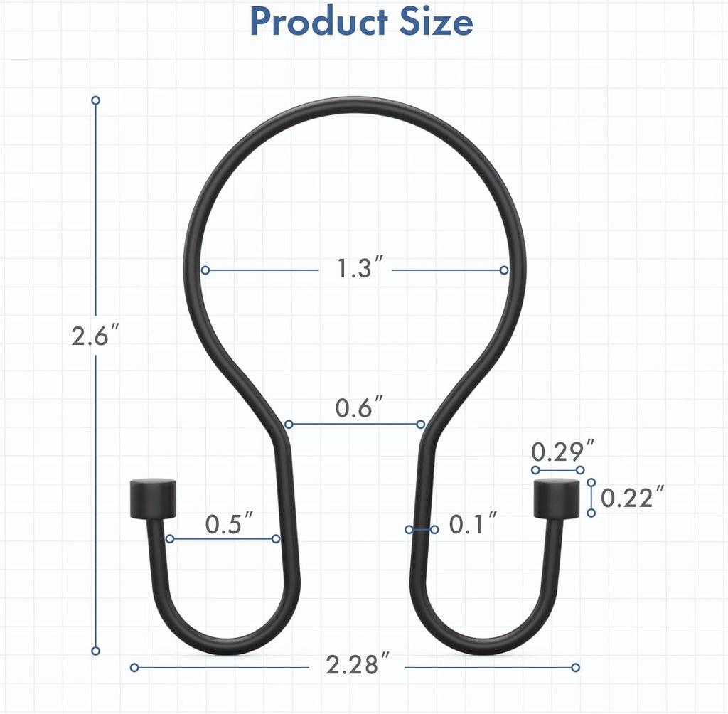 Bathway Shower Curtain Hooks Black Shower Curtain Rings, Shower Curtain Hangers Sturdy Double Hook Shower Curtain Hooks Rust Proof, Smooth Metal Shower Hooks for Shower Curtain, 12Pcs Shower Rod Hooks