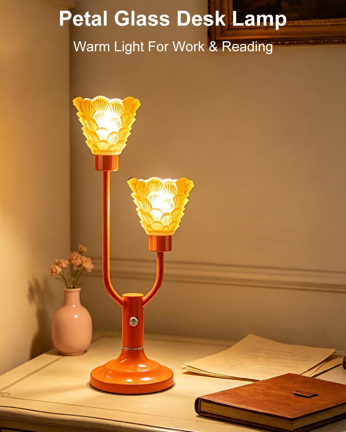 Lightdot Mid Century Modern Table Lamp Orange Vintage Lamp Gift Dimmable