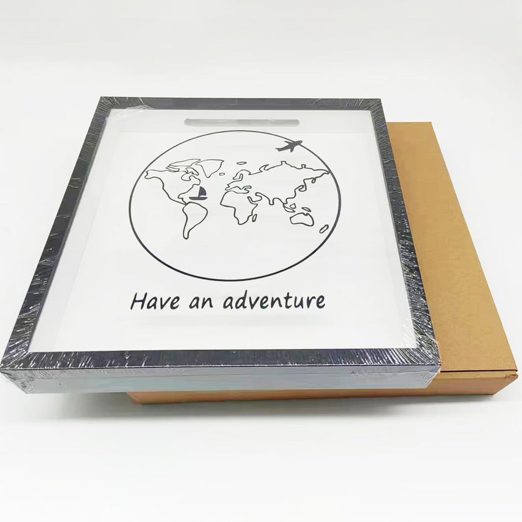 Adventure Archive Shadow Box with Slot, 12In Natural Travel Memory Box