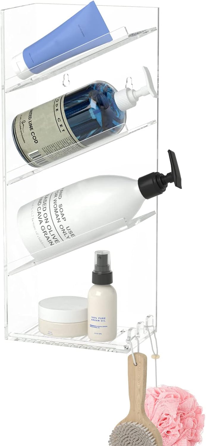 AITEE Acrylic Bathroom Organizer Caddy Shampoo Holder Right Inclined