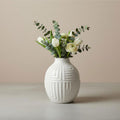 hjn Hand-Glazed White Ceramic Vase - 5.7" H Modern Decorative Centerpiece Vase for Fresh/Dried Flowers, Home Decor for Living Room Bookshelf Mantel | Wedding Housewarming Gift