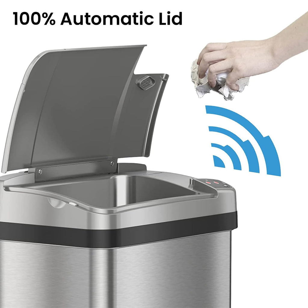 iTouchless 3 Gallon / 11.4 Liter Bathroom Trash Can with Lid, Slim Stainless Steel Step Garbage Can, Soft Close Small Wastebasket with Removable Inner Bucket for Kitchen, Powder Room Dorm, Chalk White