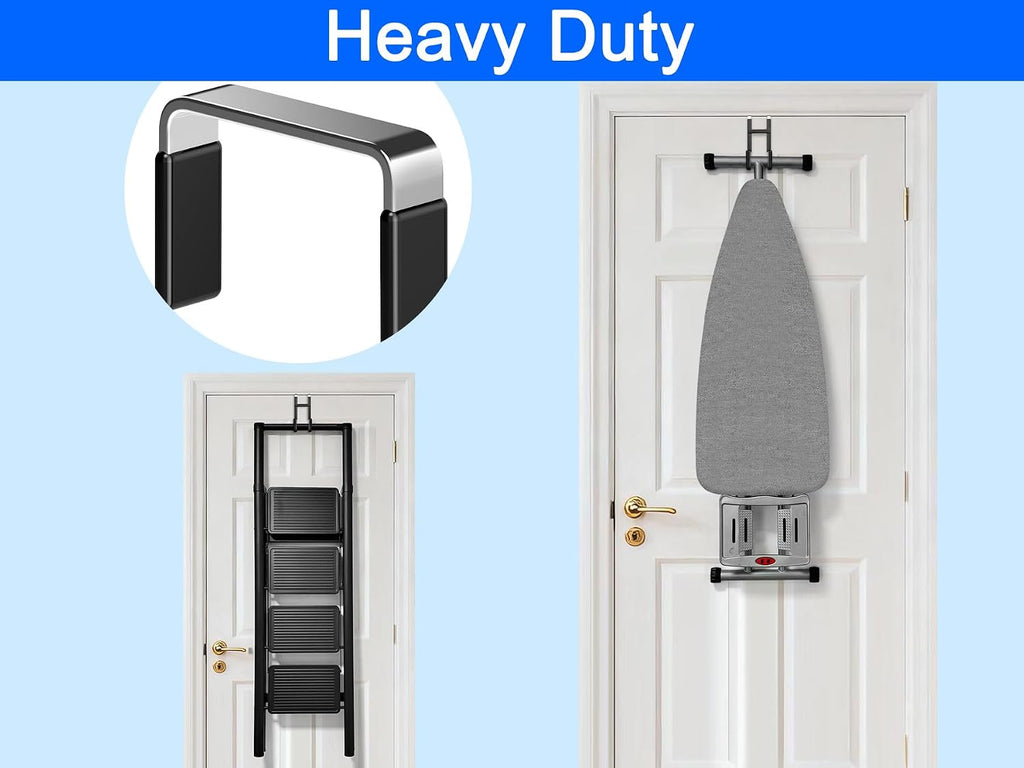Mars-Rock Double Over Door Steel Hooks 2 Pack Fit 1-3/8" Door 5.5" Black