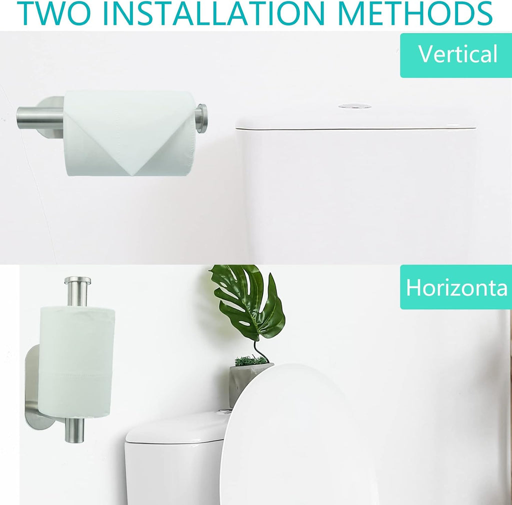 Self-Adhesive Stainless Steel Toilet Paper Holder - No Drilling, Suitable for Bathroom, Kitchen, RV (Brushed Nickel)