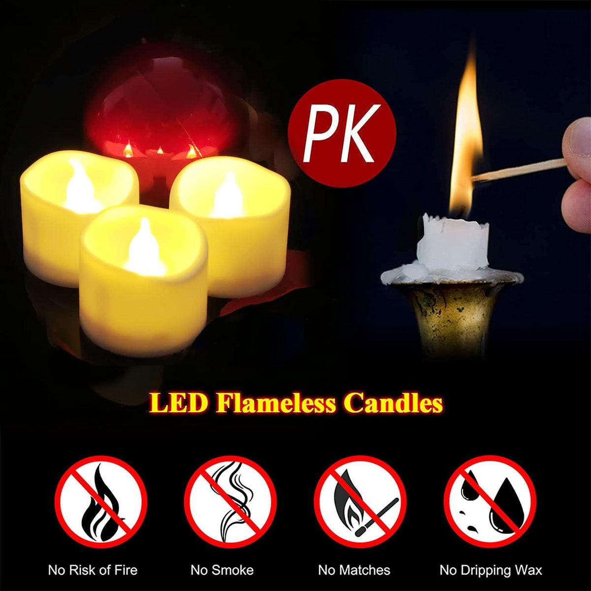Flickering Flameless Led Tealight Candles with Timer, 6 Hours On and 18 Hours Off in 24 Hours Cycle Automatically Battery Votive Candles for Home Decoration,12 Pack,Warm White