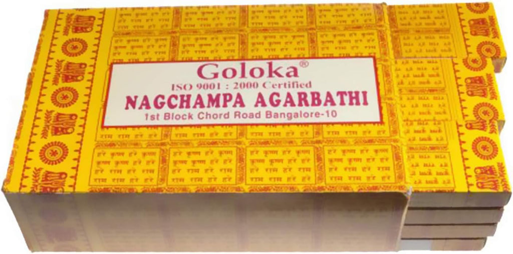 Goloka Nag Champa Incense - 250 GM Box - Hand Rolled Agarbatti Fine Quality Incense Sticks for Purification, Relaxation, Positivity, Yoga, Meditation
