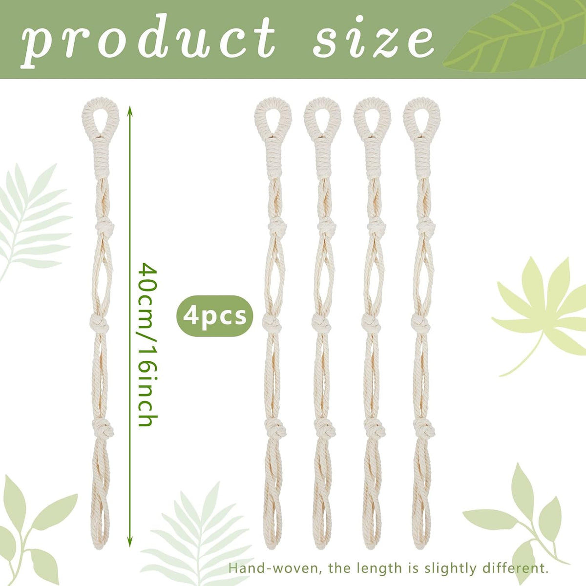 4 Pcs Macrame Hanging Plant Extender, Adjustable Plant Hanger Extender