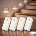 4Pack Motion Sensor Night Lights, Wireless Rechargeable Stair Lights Indoor,3 Color Temperatures & Stepless Dimming, LED Night Lights for Stairs, Hallway, Kitchen, Closet, Cabinet