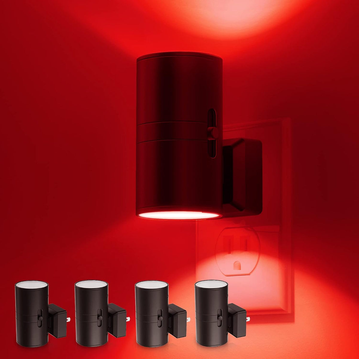 L LOHAS LED Red Night Light, Circadian Night Lights Plug into Wall, 4 Pack