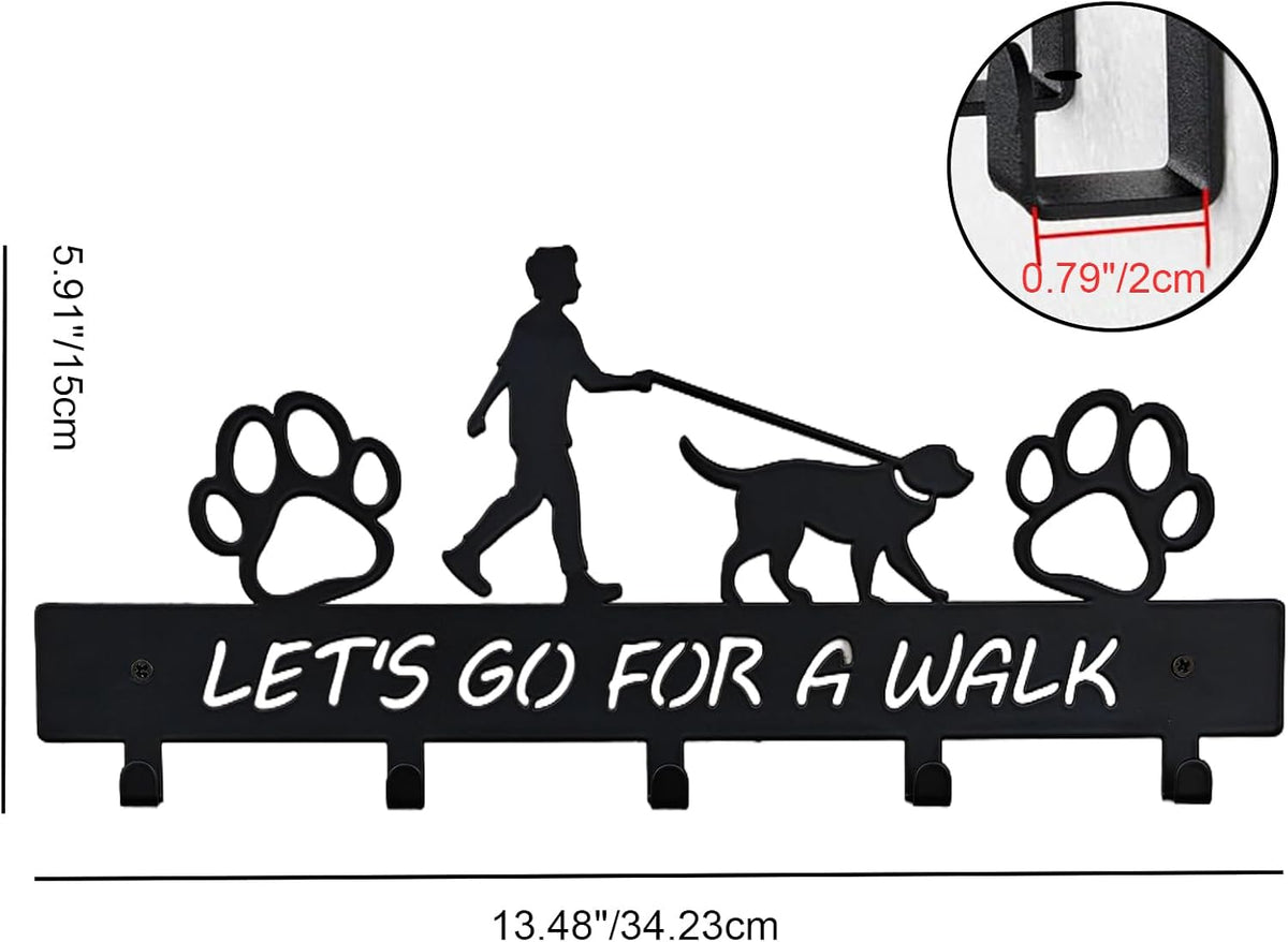 Dog Leash Holder Wall Mount, Dog Supply Organizer with 5 Hooks