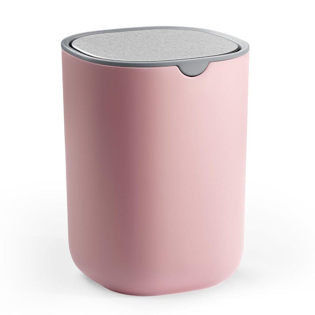 SONGMICS Mini Desk Trash Can with Stainless Steel Swing Lid, 0.4 Gal