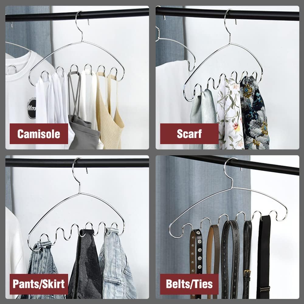 Tank Top Hangers Space Saving, 3 Pack Stainless Steel Bra Cami Hangers for Closet Organizer Heavy Duty Hanger for Tank Tops, Bra Lingerie, Sport Bra, Strap Dress and Camisoles