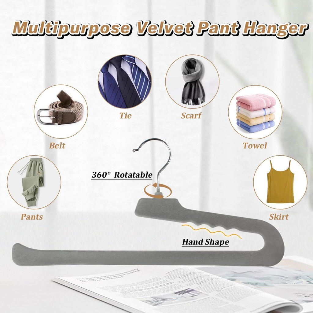Velvet Pant Hangers Open End,8 Pack Non Slip Black Felt Trouser Hangers