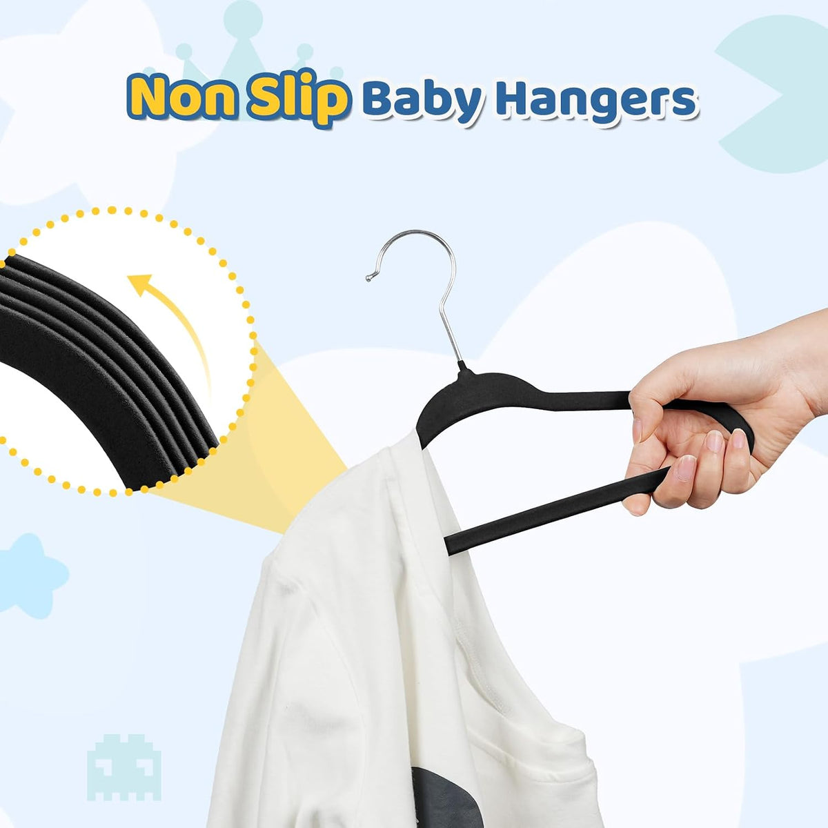 Smartor Premium 11 Inch Baby Hangers 50 Pack, Kids Velvet Hanger, Non Slip