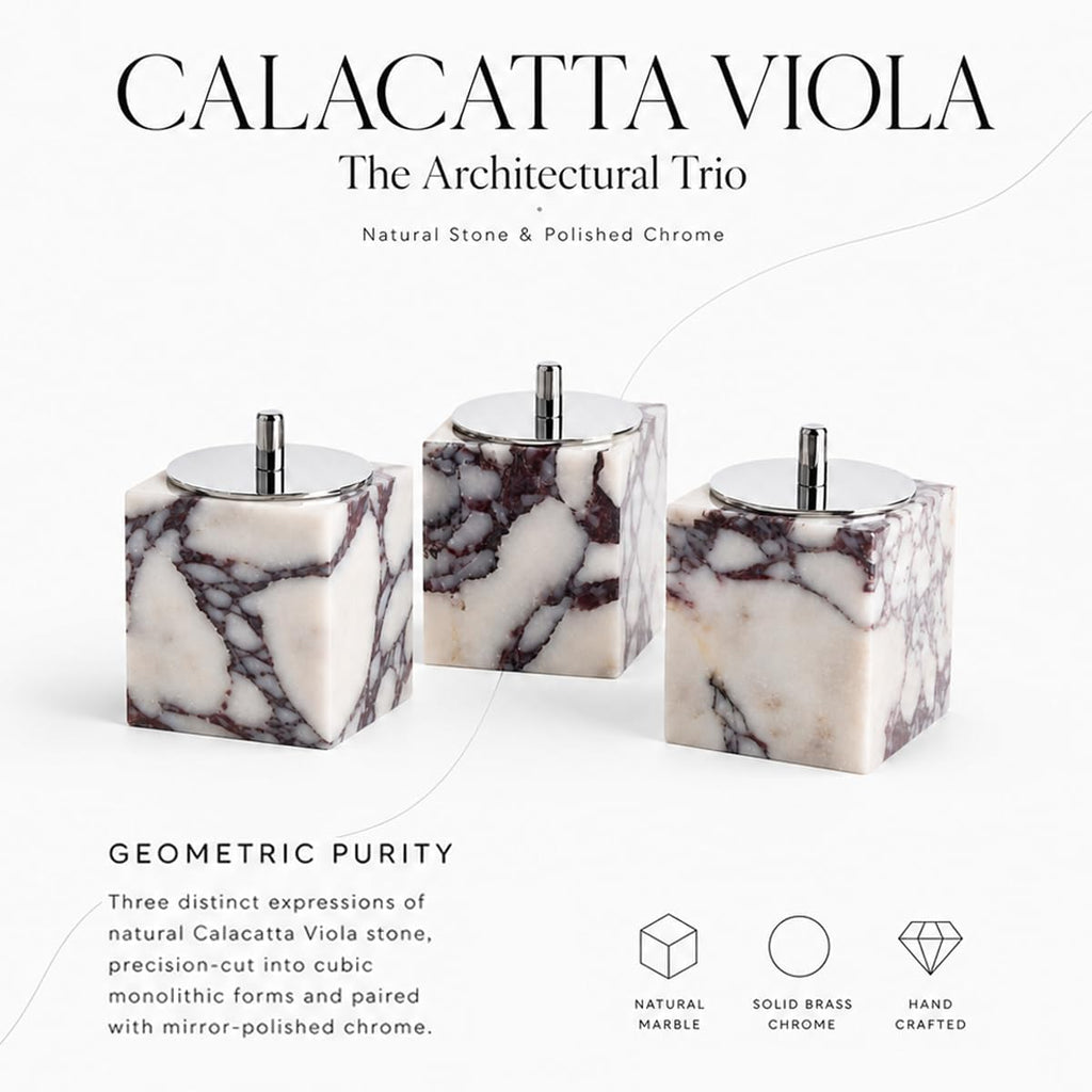 Marble Canisters Q-Tip & Square Cotton Swab Holder with Secure Lid