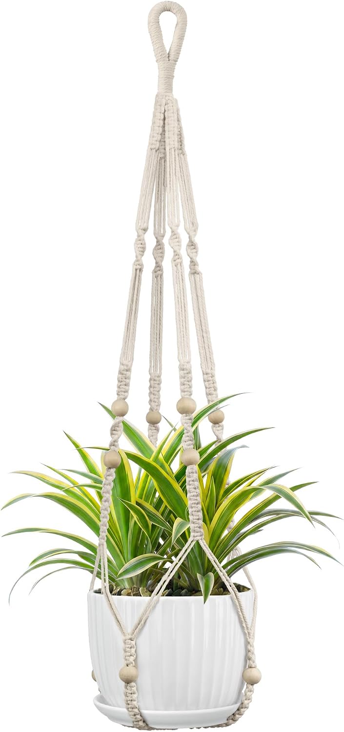 Macrame Plant Hanger - Fits 4-13 Inch Pots, Ivory
