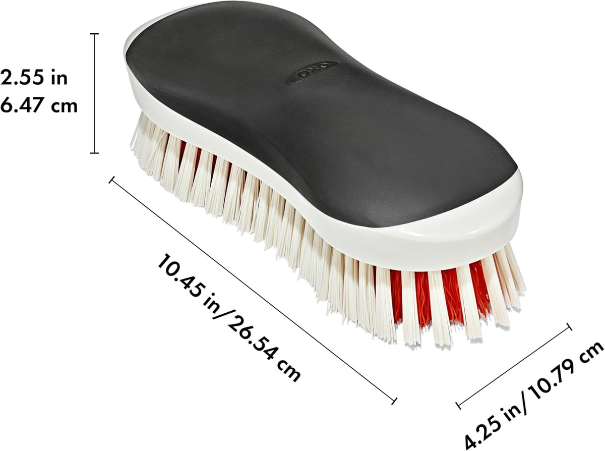 OXO Good Grips Grout Brush & Heavy Duty Scrub Brush Combo Set; Tough, Durable bristles Cut Through Grime and soap scum; Ideal for tubs, Tile Walls, countertops and Floors
