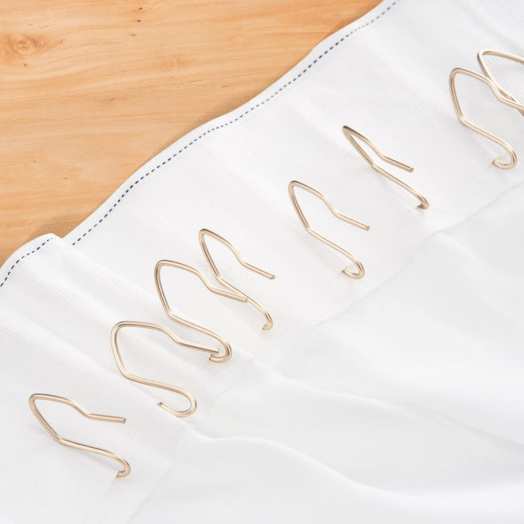 Outus 58 Pack Metal Curtain Hooks Pin On Drapery Hooks 1.2 x 1 Inch for Window,Door,Shower Curtain (Champagne Gold)