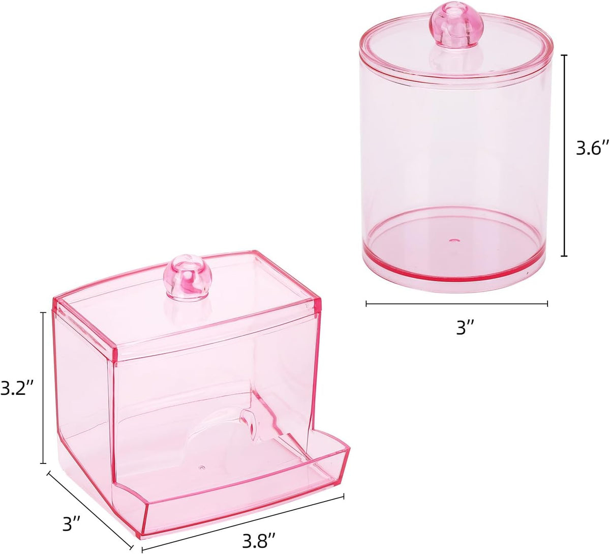 Tbestmax Pink Qtips Dispenser Bathroom Container, 10/12 oz Big Cotton Ball Holder, Apothecary Jar Organizer for Storage Cotton Swab, Round Pads, Floss Picks