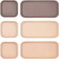 Wenqik 6 Pcs Mini Silicone Vanity Tray Bathroom Counter, Mocha, Linen, Tan