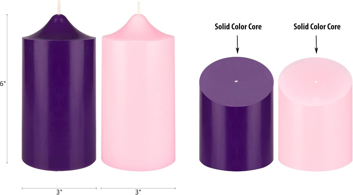 Mega Candles Unscented Advent Bell Top Pillar Candle Set 4 ct 3" x 6"